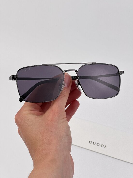 Gucci Sunglasses Ruthenium Violet Rectangular Violet GG1957SA 003 main image 12